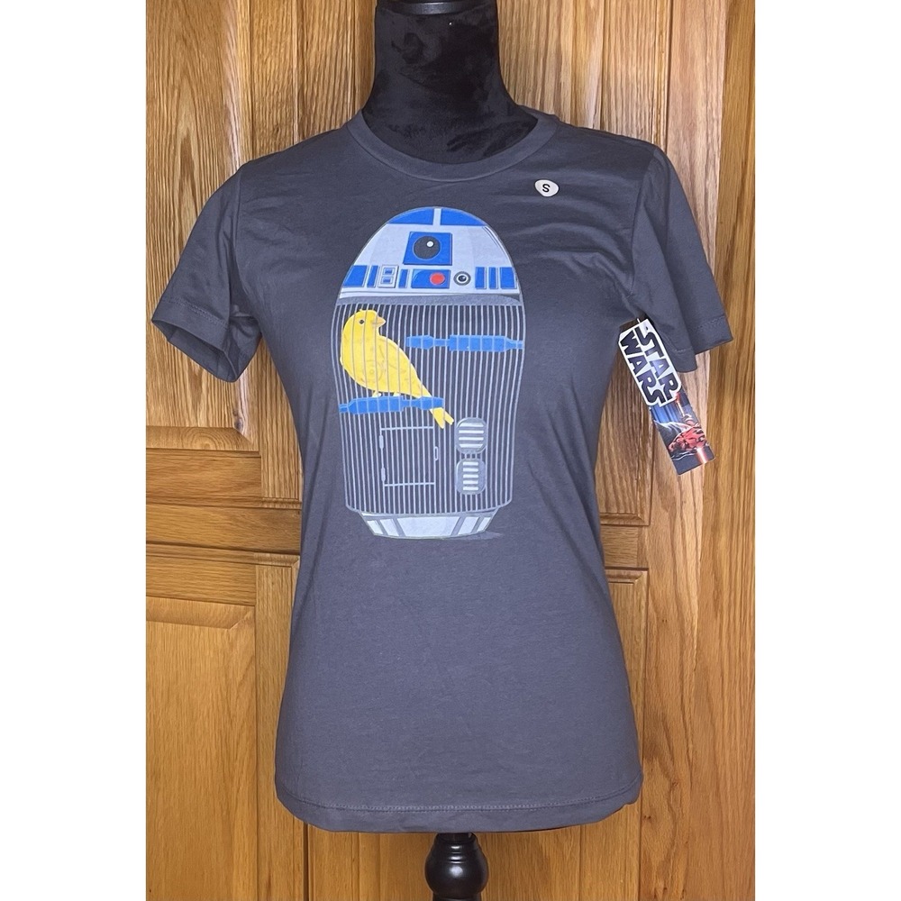 Star Wars R2-D2 C-3PO Canary In Cage Dark Gray Tee Shirt Small New W/ Tags Rare